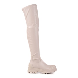 Diamantique Botas altas con cuero ecológico beige