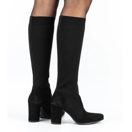 Exquisite Botas de tacón de mujer 1271 negro