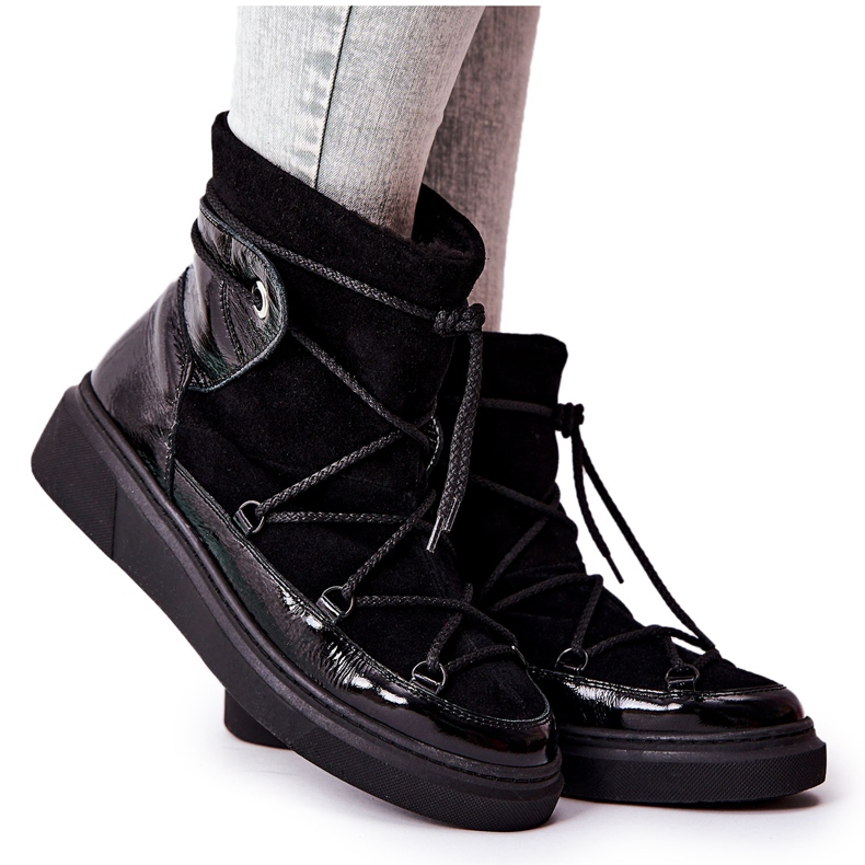 PF1 Botas de nieve de ante caliente Black Clarem negro