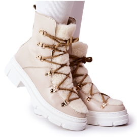 Botas de piel cálidas en beige claro Nerisso Trappers