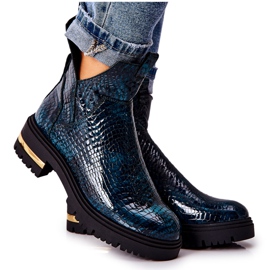 PA2 Botas de piel cálidas de cocodrilo verde Tanya negro PA2 Botas de piel cálidas de cocodrilo verde Tanya negro