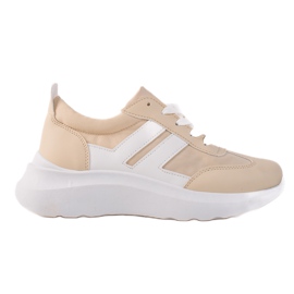 Ideal Shoes Zapatillas de moda con rayas beige Ideal Shoes Zapatillas de moda con rayas beige