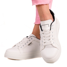 Ideal Shoes Zapatillas de cuero ecológico blancas blanco negro