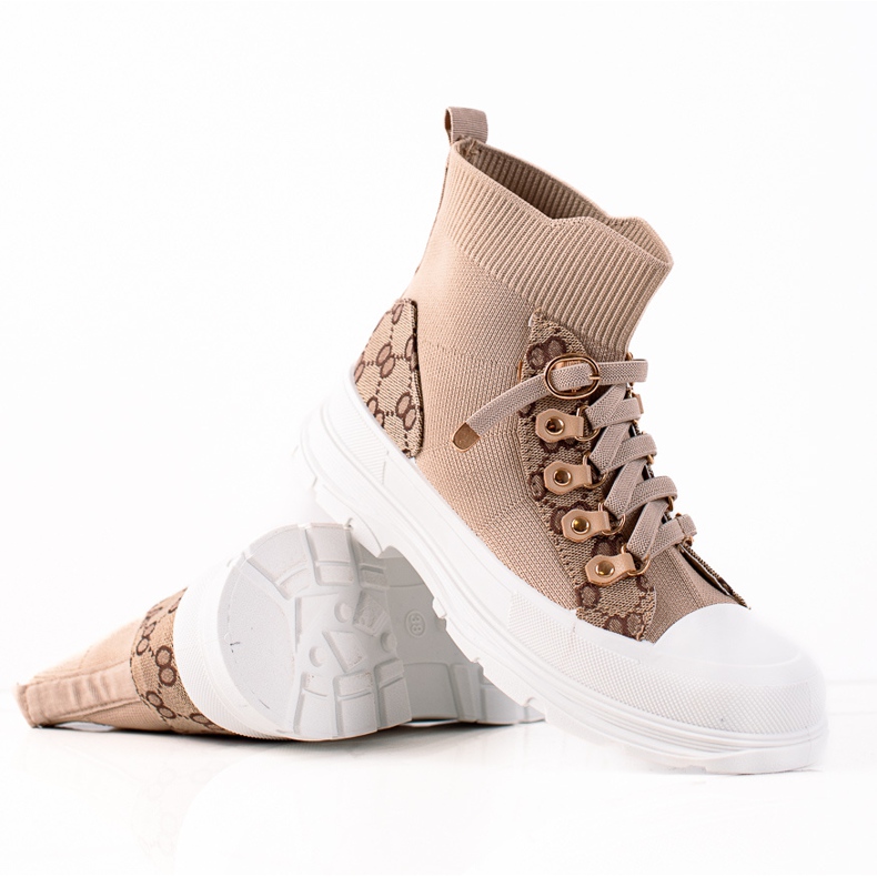 TRENDI Zapatos deportivos altos beige marrón TRENDI Zapatos deportivos altos beige marrón