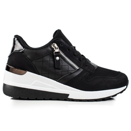 TRENDI Zapatillas de cuña negras negro
