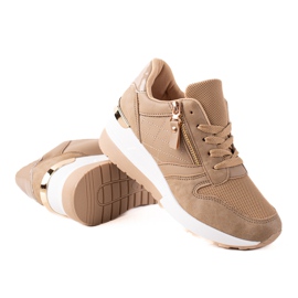TRENDI Zapatillas de cuña marrones beige