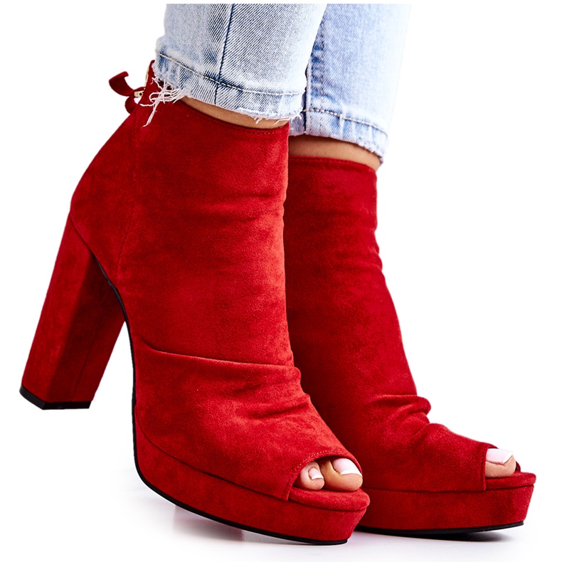 WS1 Botas en una barra Open Toes Red Adore rojo WS1 Botas en una barra Open Toes Red Adore rojo