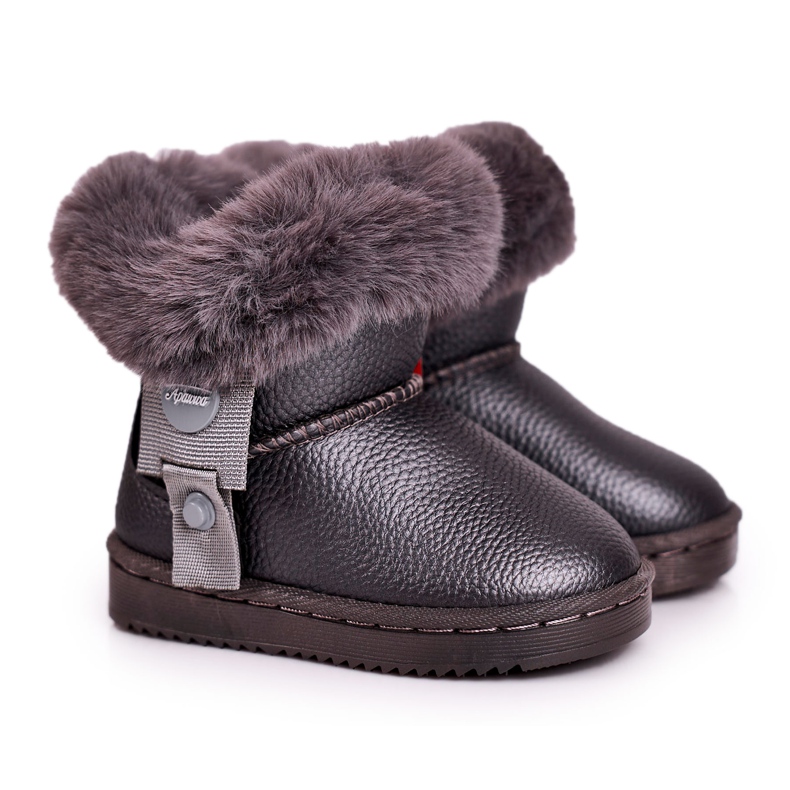 Apawwa Botas de nieve cálidas para niños con piel Marella gris