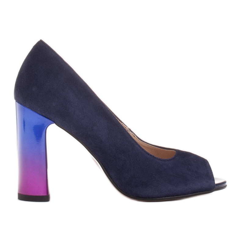 Marco Shoes Salón 1100P azul marino con tacón multicolor