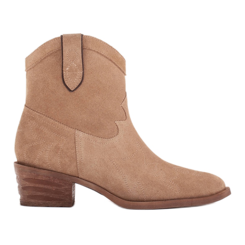 Marco Shoes Cómodas botas cowboy fabricadas en ante natural beige