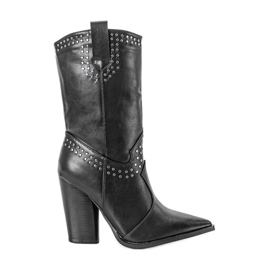 BM Botas cowboy negras con parte superior Bora decorada negro