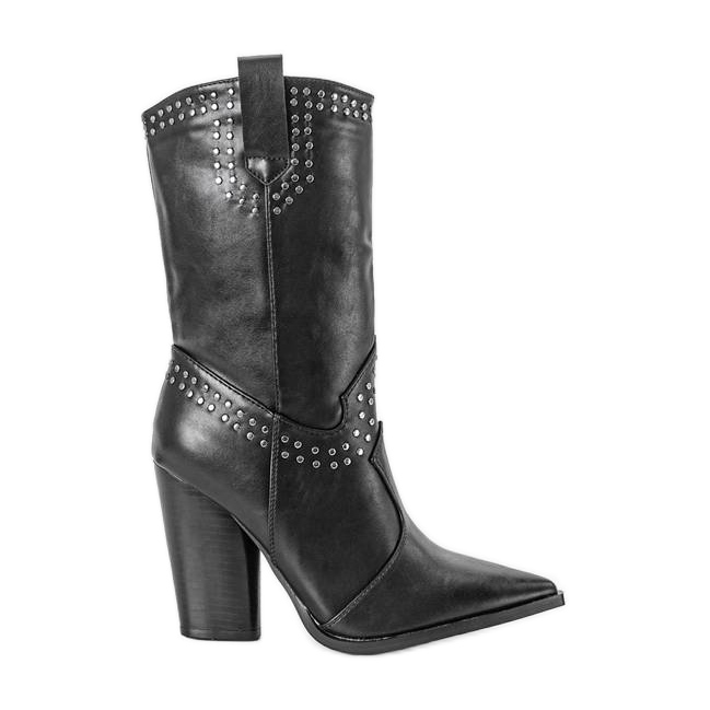 BM Botas cowboy negras con parte superior Bora decorada negro BM Botas cowboy negras con parte superior Bora decorada negro