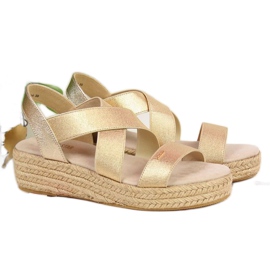 Alpargatas sandalias en la plataforma Big Star W HH274414 oro dorado