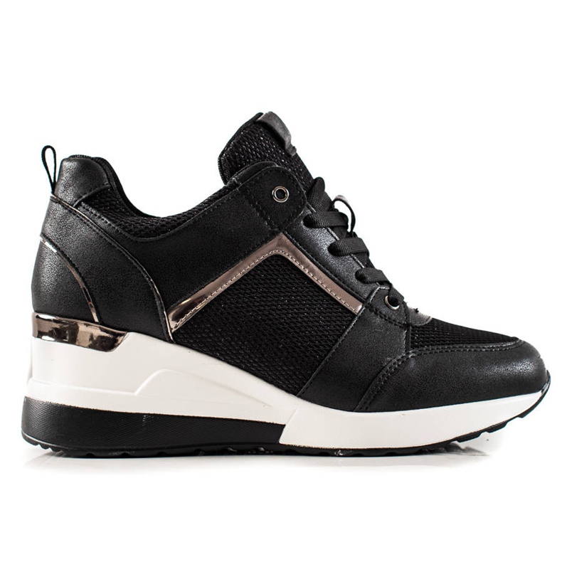 TRENDI Zapatillas de cuña ligeras negro