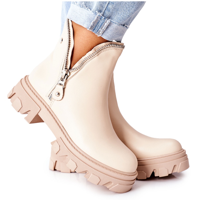 FI1 Botines de Mujer con Recortes Beige Rhythm