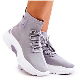Calcetines Deportivos Mujer Grises KeSports violeta