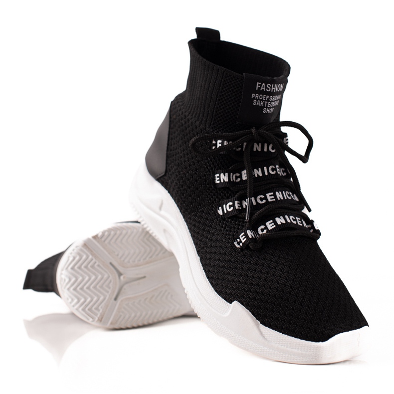 TRENDI Zapatillas de tejido ligero negro