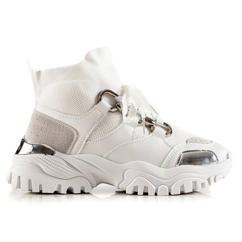 TRENDI Zapatillas De Moda blanco plata gris