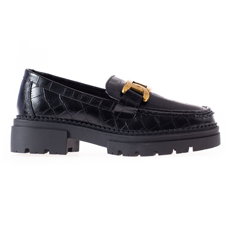 Mocasines Con Piel Ecológica Moda LA.FI negro dorado
