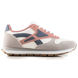 TRENDI Calzado deportivo casual blanco azul marino rosado gris