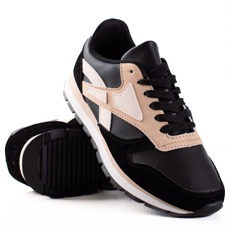 TRENDI Calzado deportivo casual beige negro