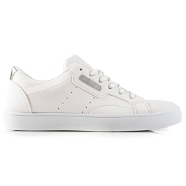TRENDI Zapatos deportivos ligeros hechos de cuero ecológico blanco plata