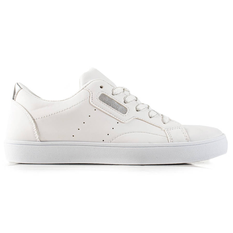 TRENDI Zapatos deportivos ligeros hechos de cuero ecológico blanco plata