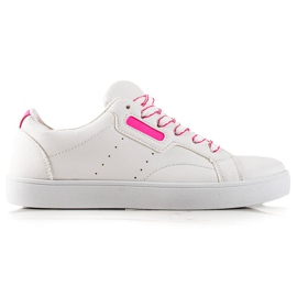 TRENDI Zapatos deportivos ligeros hechos de cuero ecológico blanco rosa