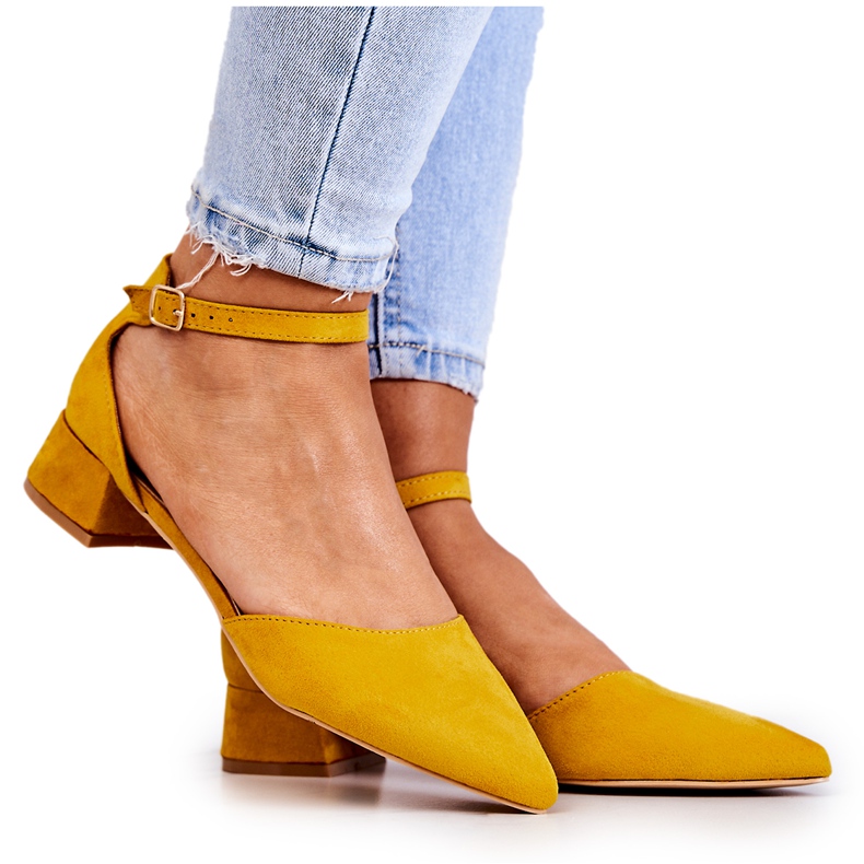 WS1 Zapatos De Tacón De Ante En Calliope Amarillo Spitz WS1 Zapatos De Tacón De Ante En Calliope Amarillo Spitz