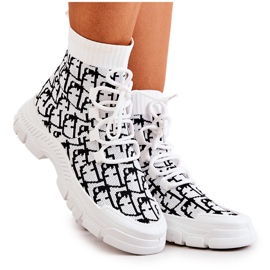 FM1 Zapatillas deportivas calcetines Kandice blanco y negro