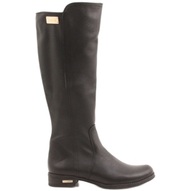 Olivier Botas de cuero aisladas para mujeres Cara negra negro