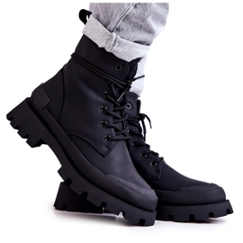 Botas Piel Abrigadas Atadas Racquell Negro