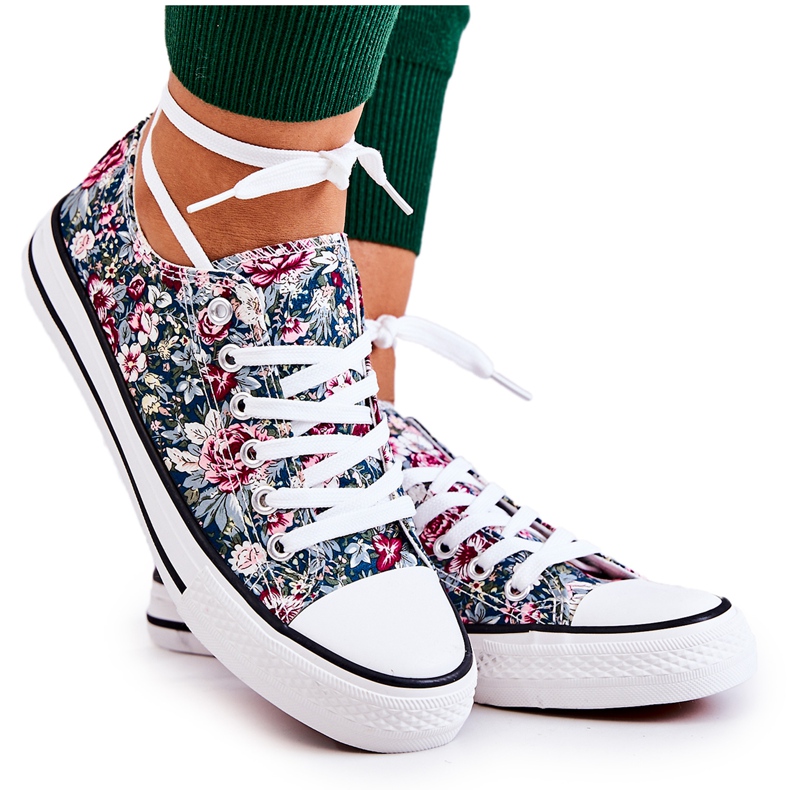 FS2 Deportivas Bajas Con Flores Desiree Verdes