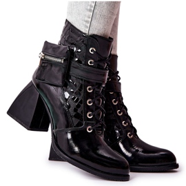 PF1 Botas De Piel Con Riñón Negro Cannie