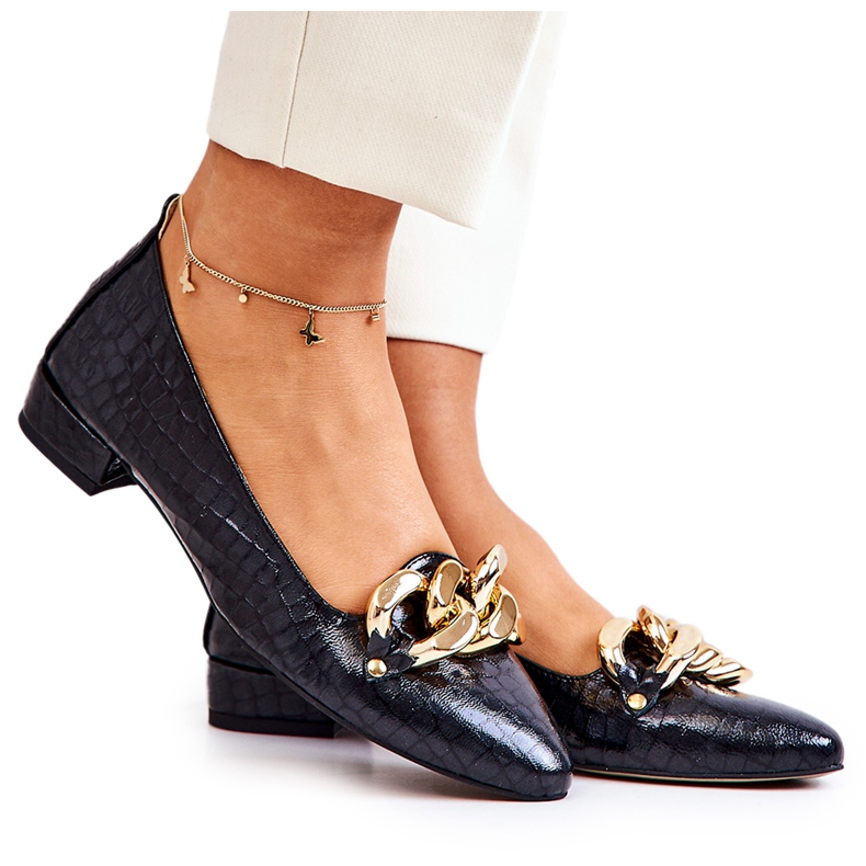 PA2 Zapatos De Salón De Piel Con Serpiente Negro Elissabeth