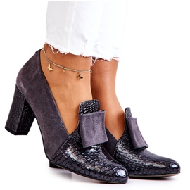 PA2 Zapatos De Salón De Piel De Serpiente De Ante Gris Kathleen