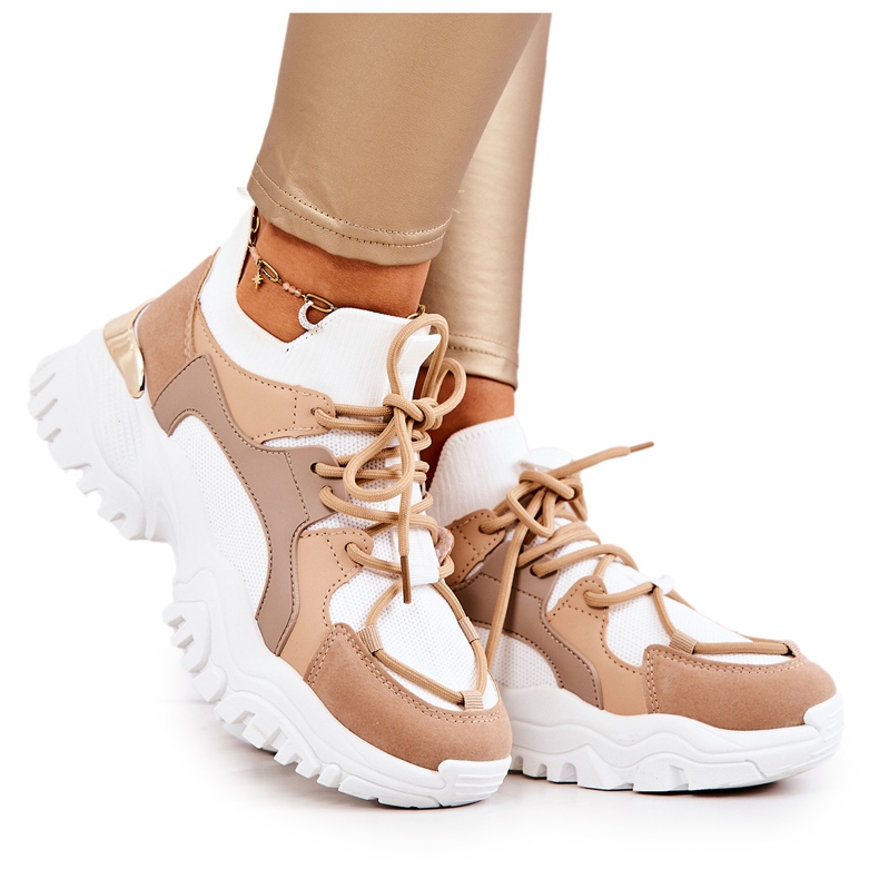 FS2 Deportivas Deportivas Calcetines Beige y Blanco Colleen