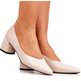 PA2 Zapatos De Tacón De Cuero En Spitz Beige Marilyn