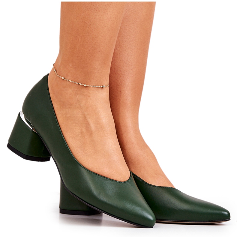PA2 Zapatos De Tacón De Cuero En Spitz Verde Marilyn