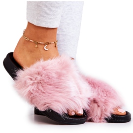 PM1 Pantuflas Con Pelo Goma Pollie Rosa