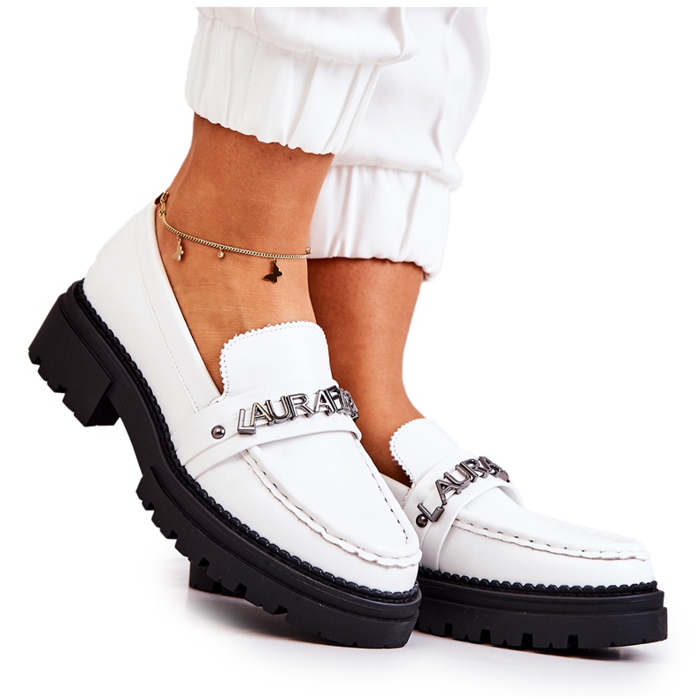 PL5 Mocasín Piel Letras La.Fi Blanco Jenefer