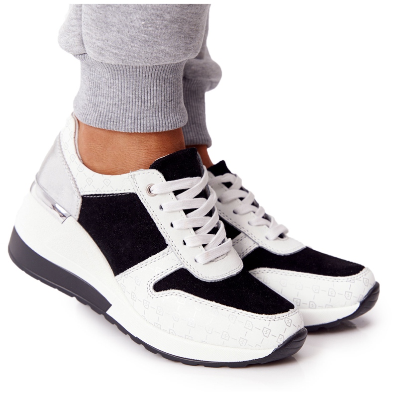 Sneakers de Piel con Cuña S.Barski Negro-Blanco