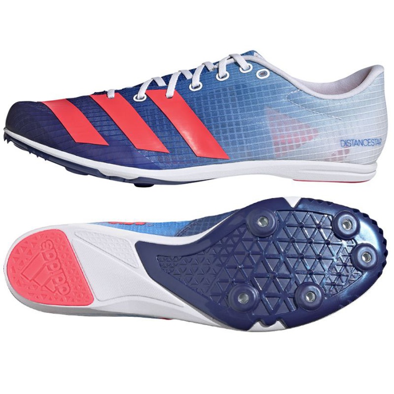 Adidas Distancestar M GY0946 tacos de running rojo azul