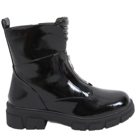 Botas planas Haiti Negro lacado
