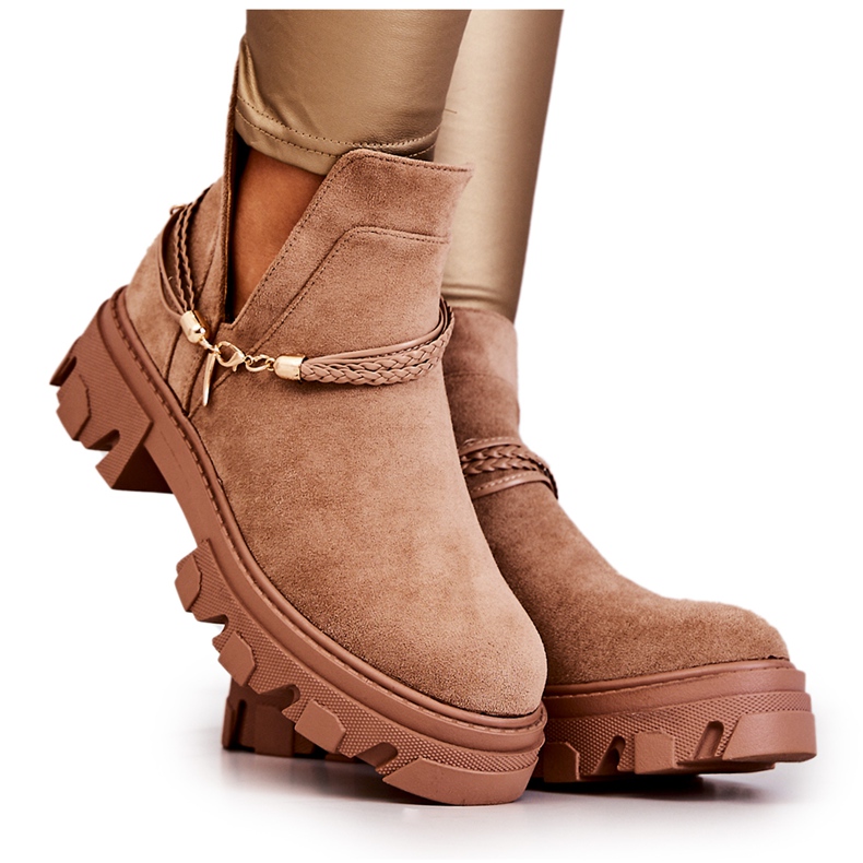 PS1 Botas Worker De Ante Con Rayas Beige Moriah marrón