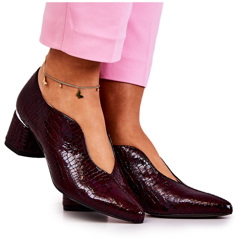 PA2 Zapatos De Salón Piel Serpiente Burdeos Alissa rojo multicolor