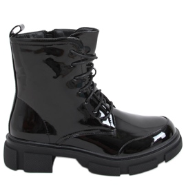 Botines lacados con cordones Ress Negro
