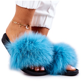 FM1 Pantuflas Pelo Natural Naturis Azul