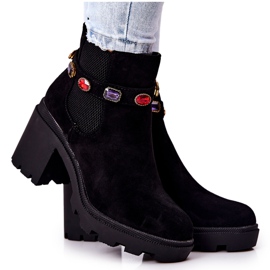 SEA Botas de Mujer en Tacón con Cristales Negro Macbeth
