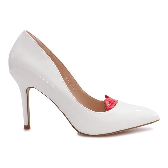 Tacones lacados en blanco con cara de Sonia